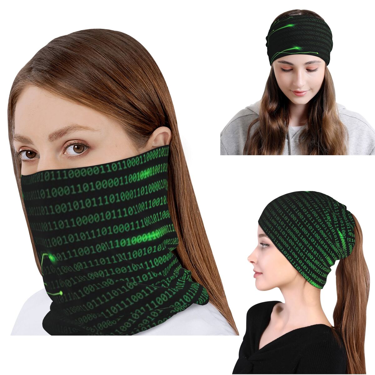 Neck Gaiter Fleece - Manta con diseño de código binario