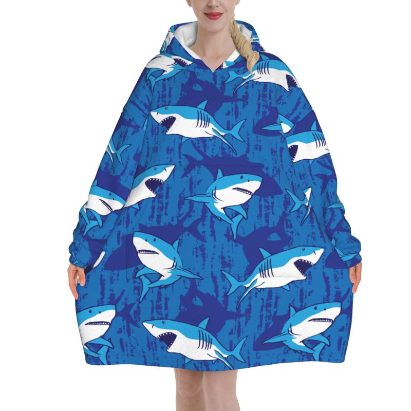 Sherpa Hoodie Fleece - Manta portátil con capucha, estampado de