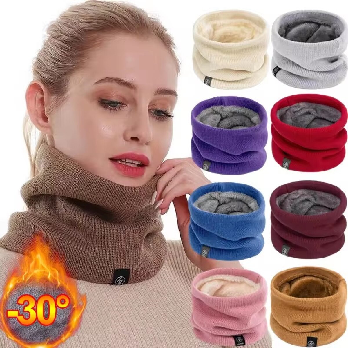 Neck Gaiter Fleece - Sólido invierno silenciador de felpa tejido