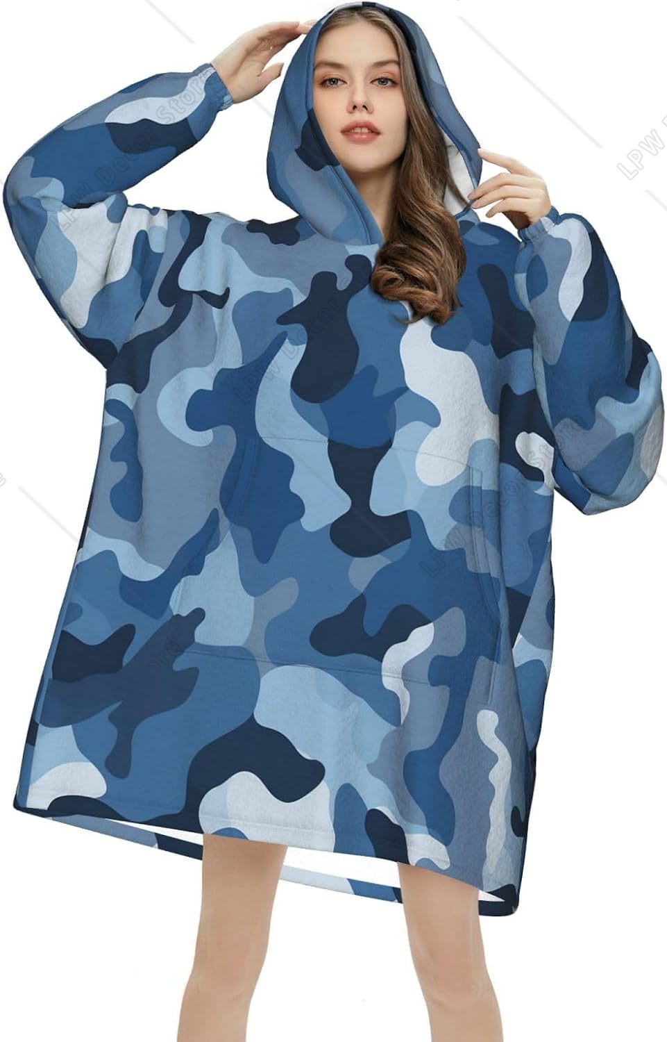 Manta con Capucha Clásica Azul - Sherpa Hoodie Fleece reseña y precio